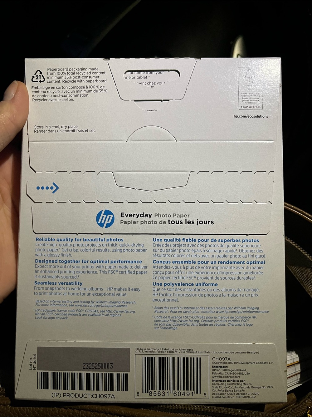 HP Everyday Photo Paper - White with Blue Logo - Picture 2 of 2